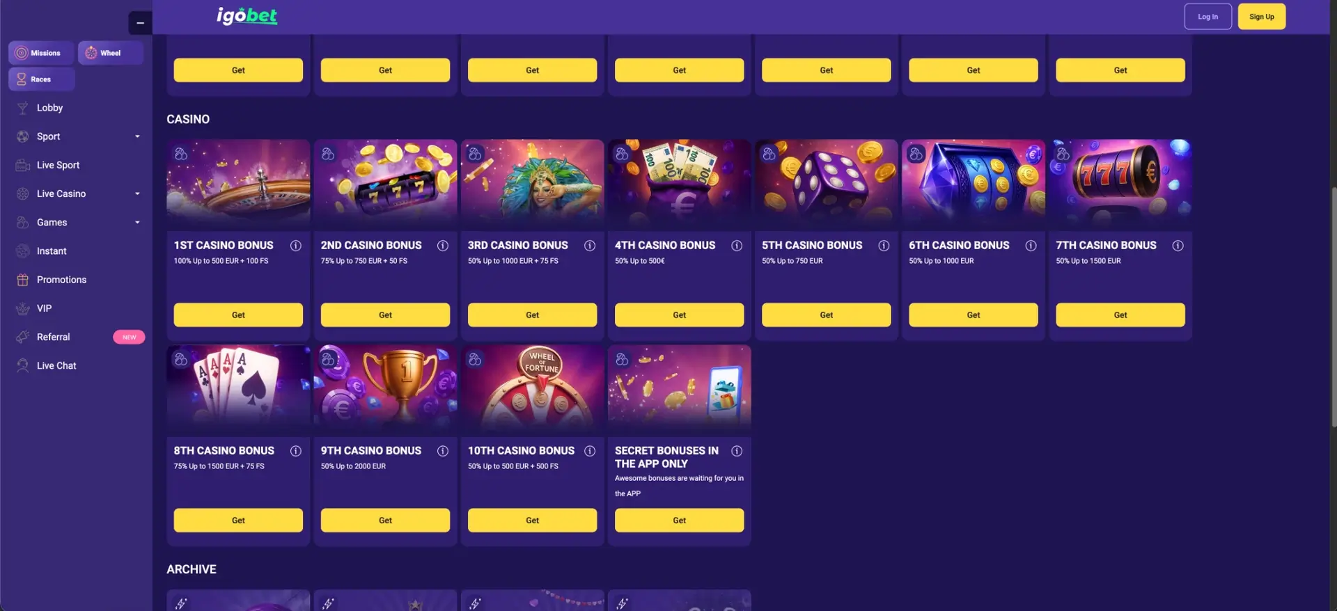 Casino promoties van IgoBet