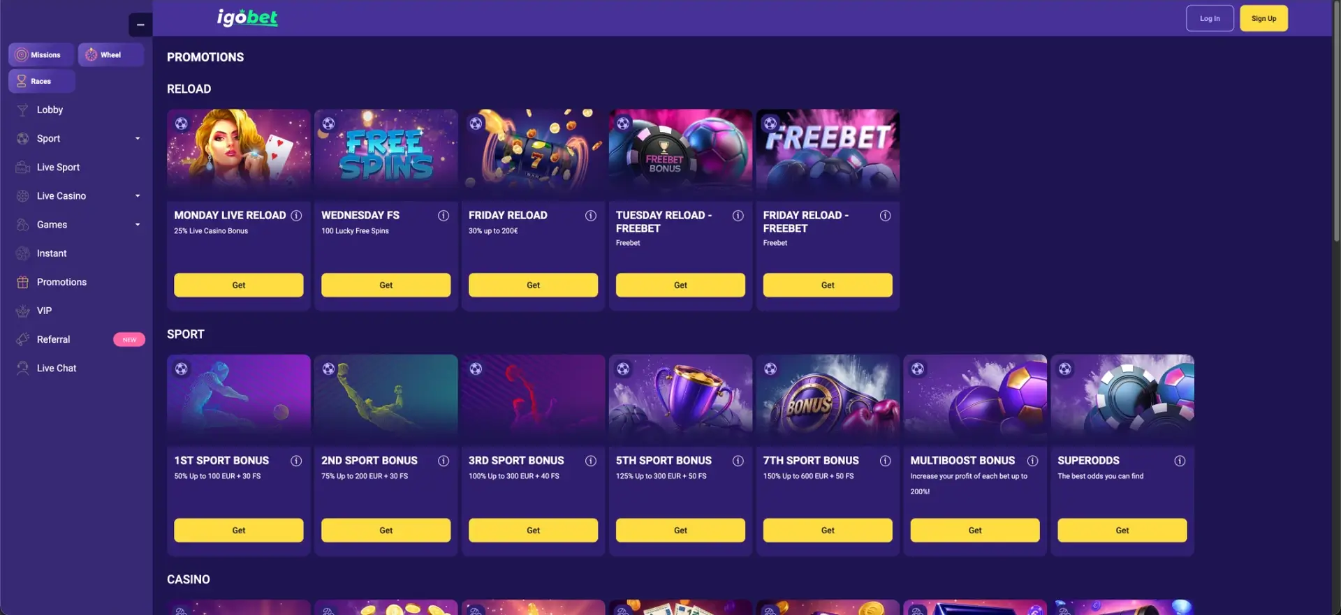 IgoBet welkomstbonus en promoties